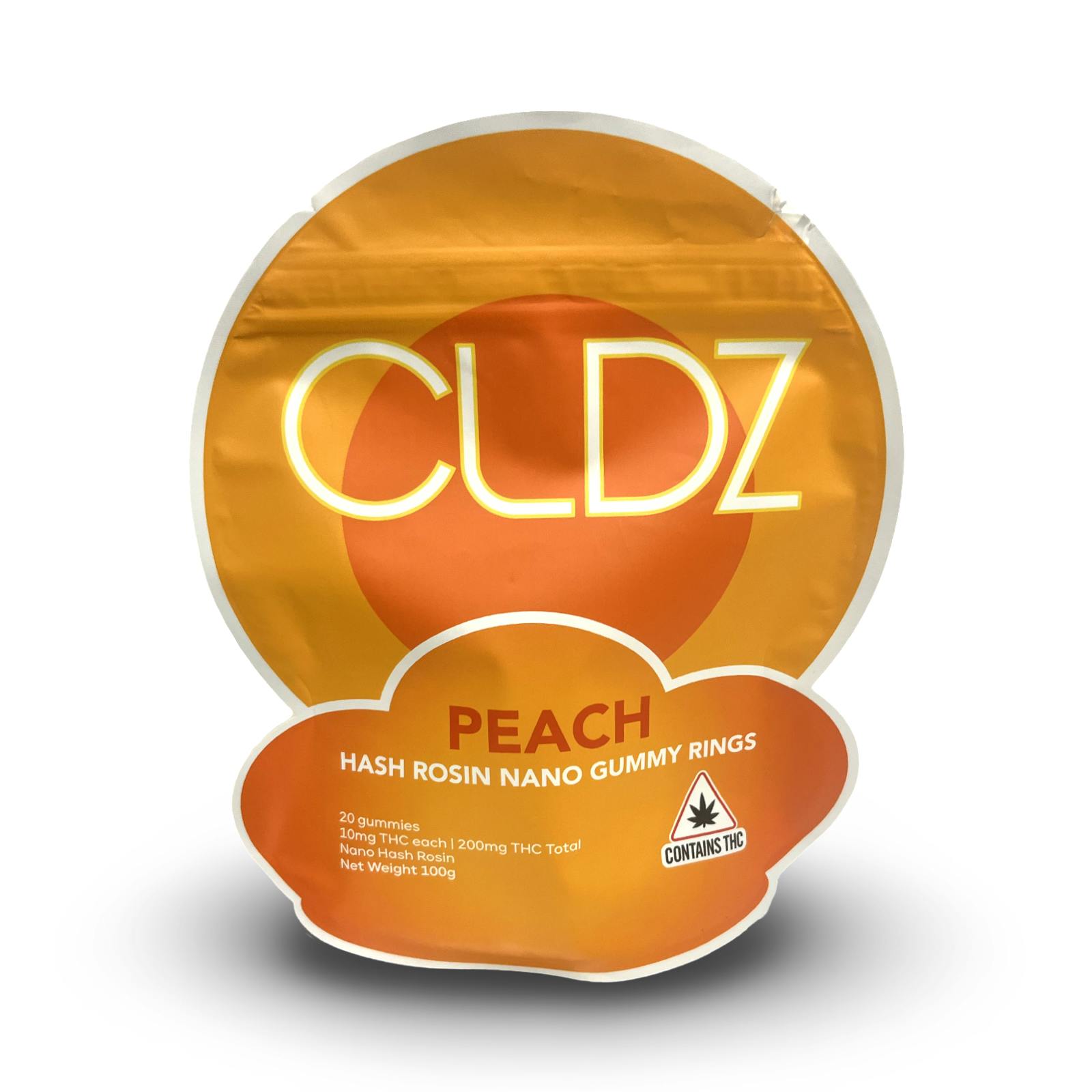 Photograph of product: Peach Rings Fast Acting au chocolat Rosin Gummies - 