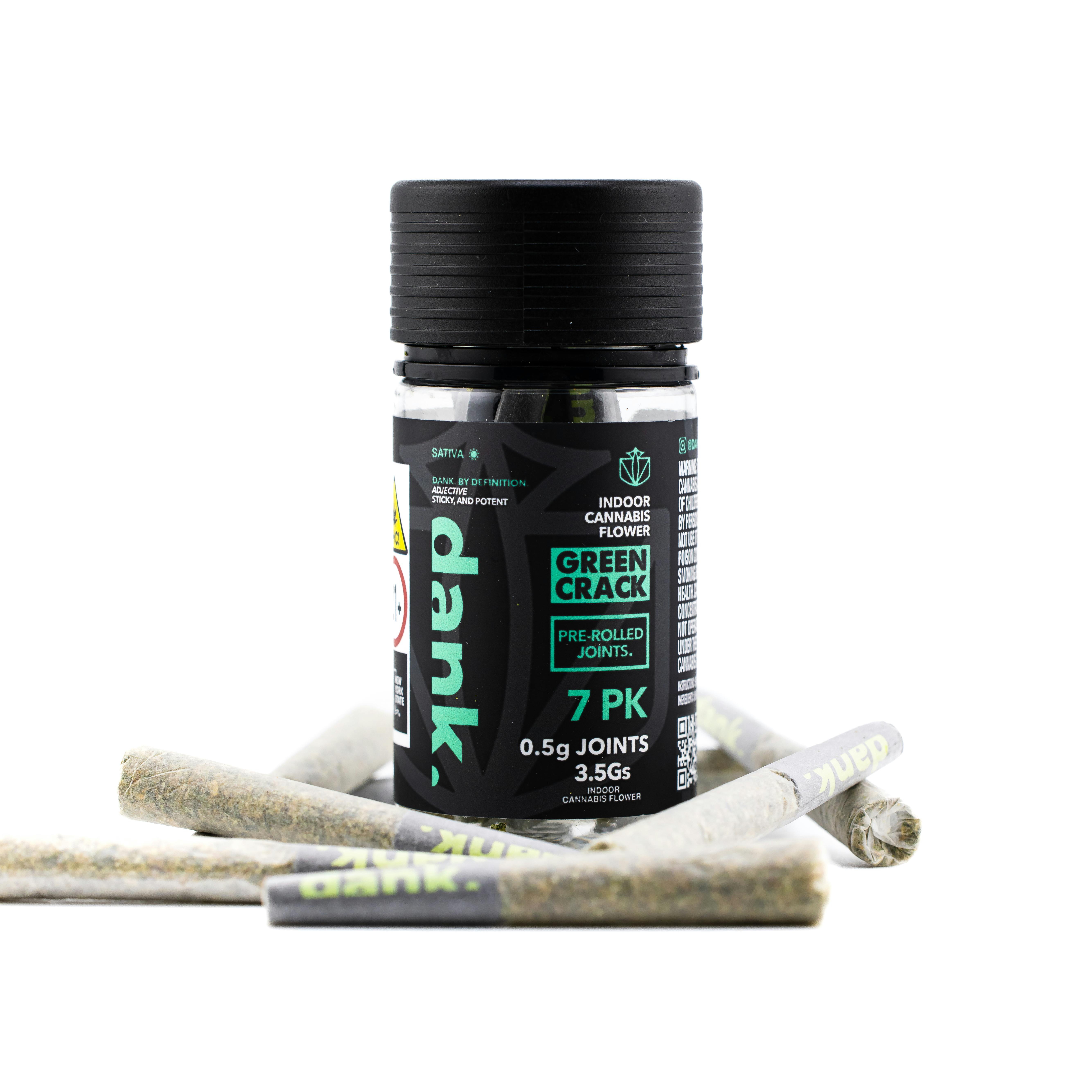 Photograph of product: Dank | Pre-Roll | Green Crack | 7pk | 3.5g