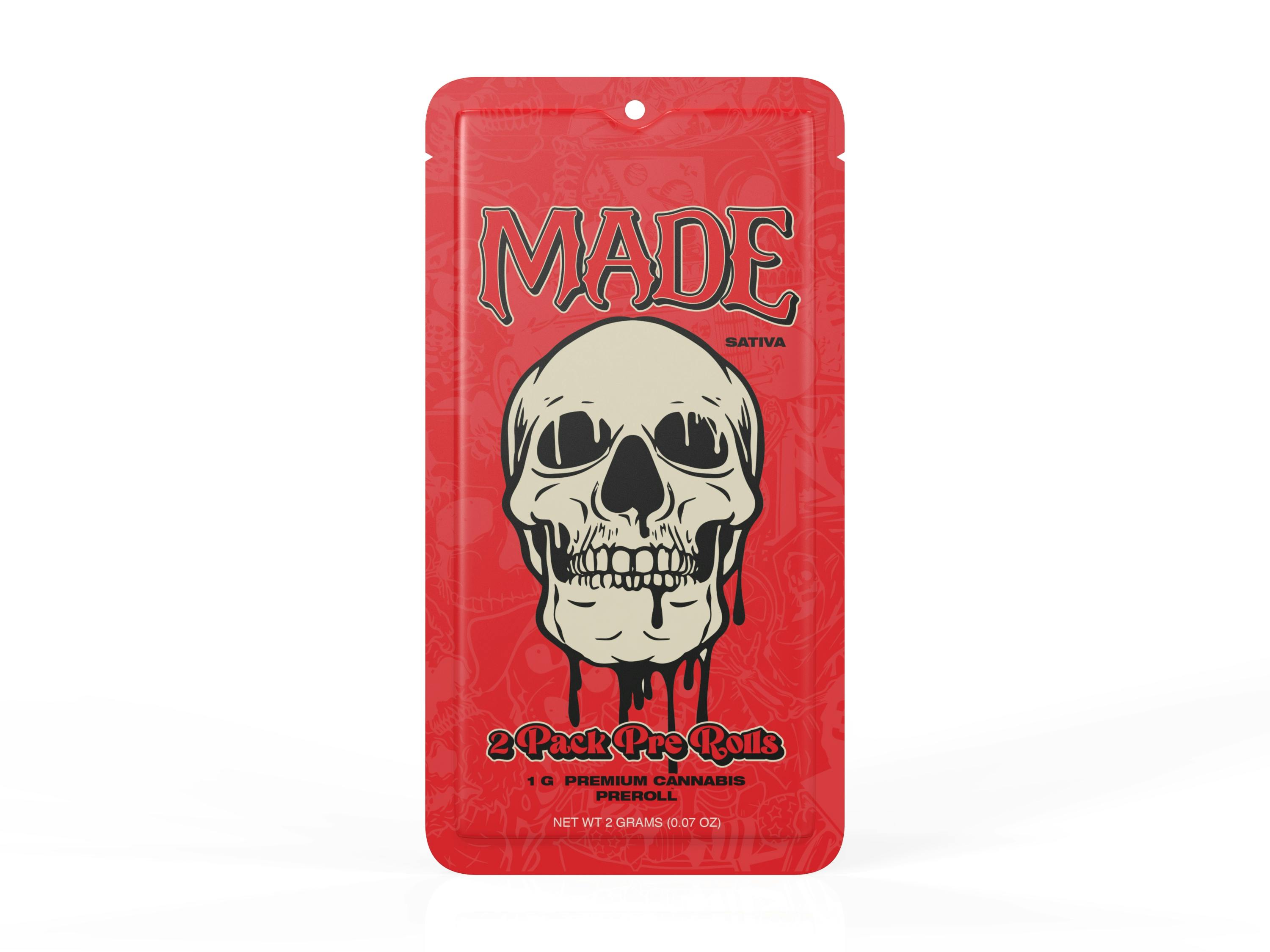 Photograph of product: MADE - PREROLL - 1G - 2PK - SUPER SILVER HAZE - Oui'd