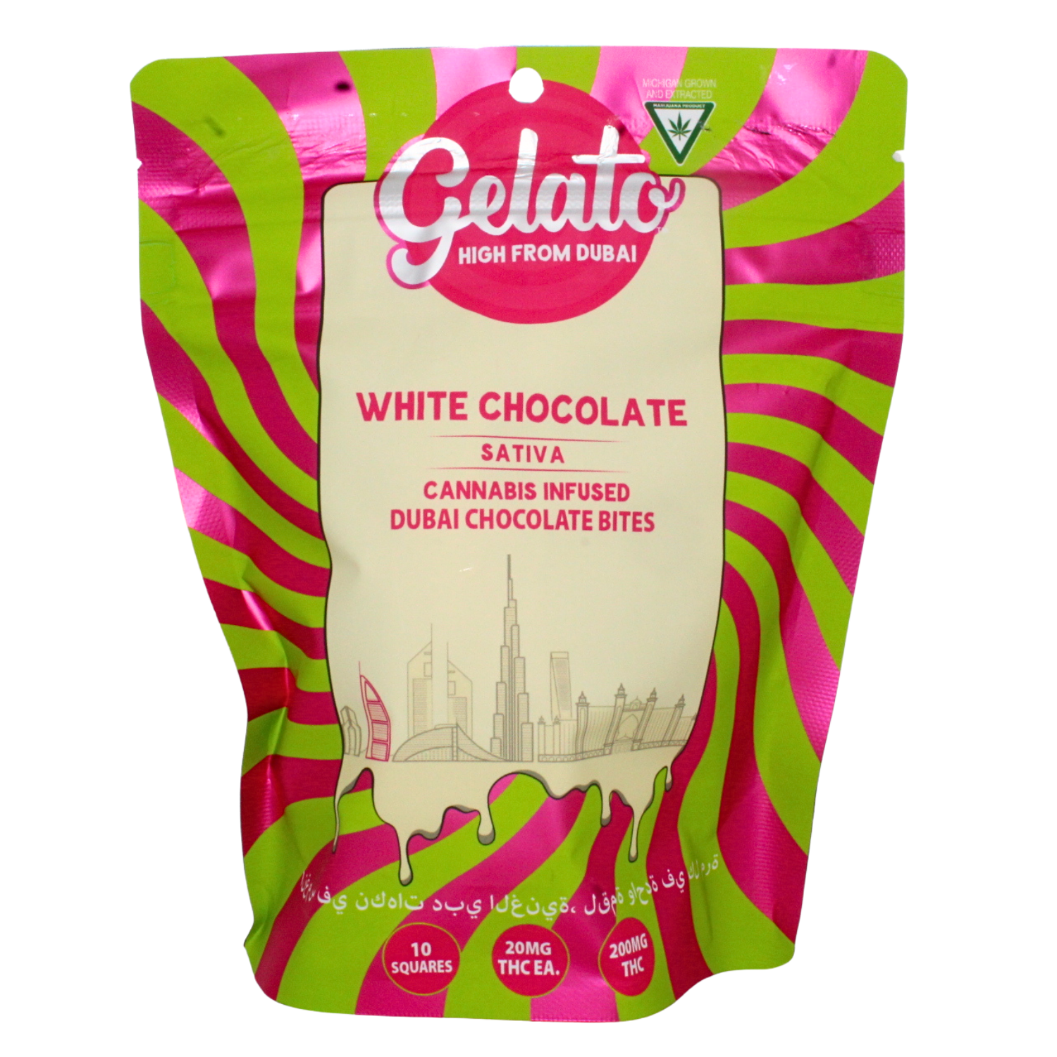 Photograph of product: GELATO WHITE CHOCOLATE 200MG DUBAI BITES REC