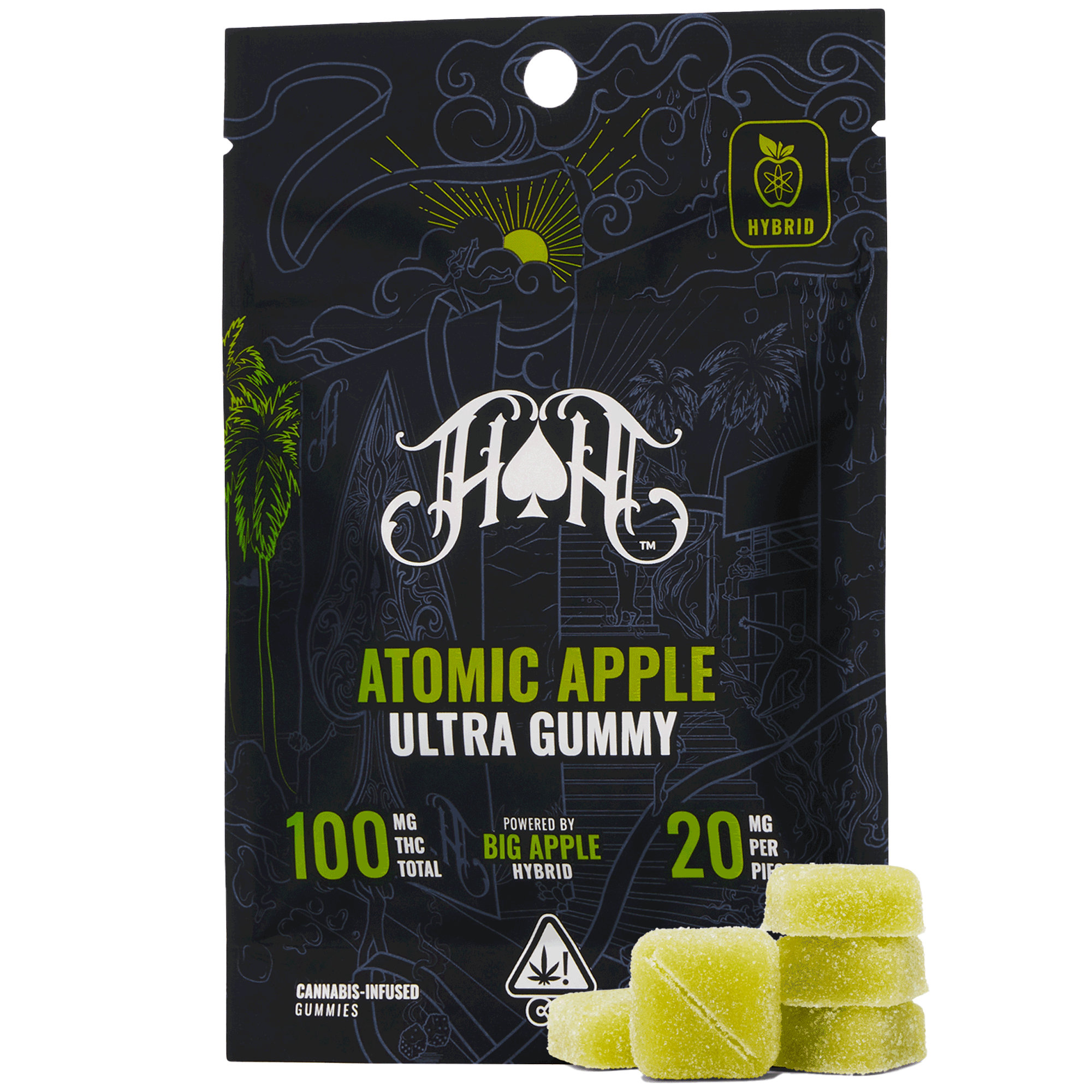 Photograph of product: HEAVY HITTERS | ULTRA GUMMIES | ATOMIC APPLE X BIG APPLE | 5PK 100MG