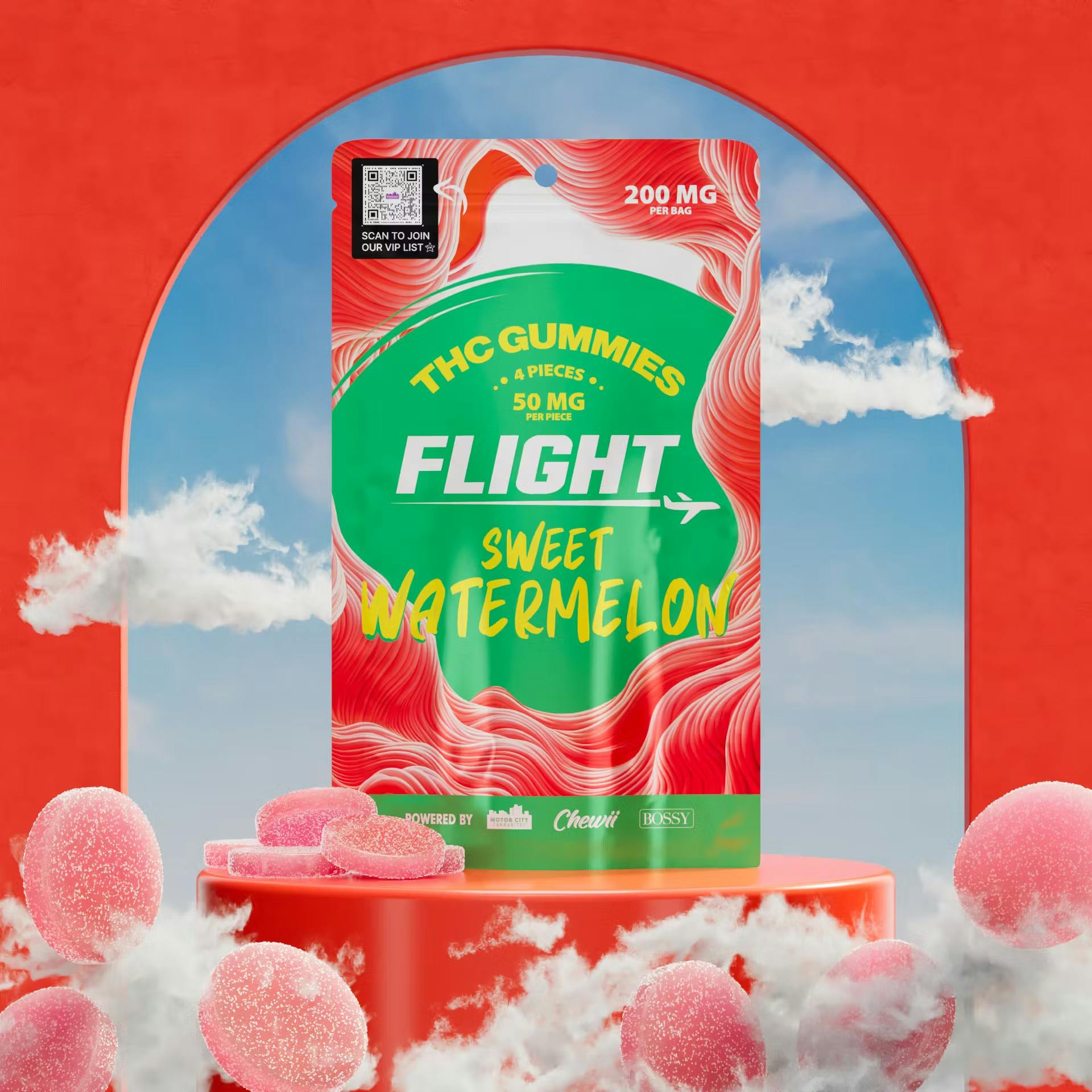 Photograph of Product: Flight Rocks - Watermelon 200mg (Gummies filled with NERDS) 4PC