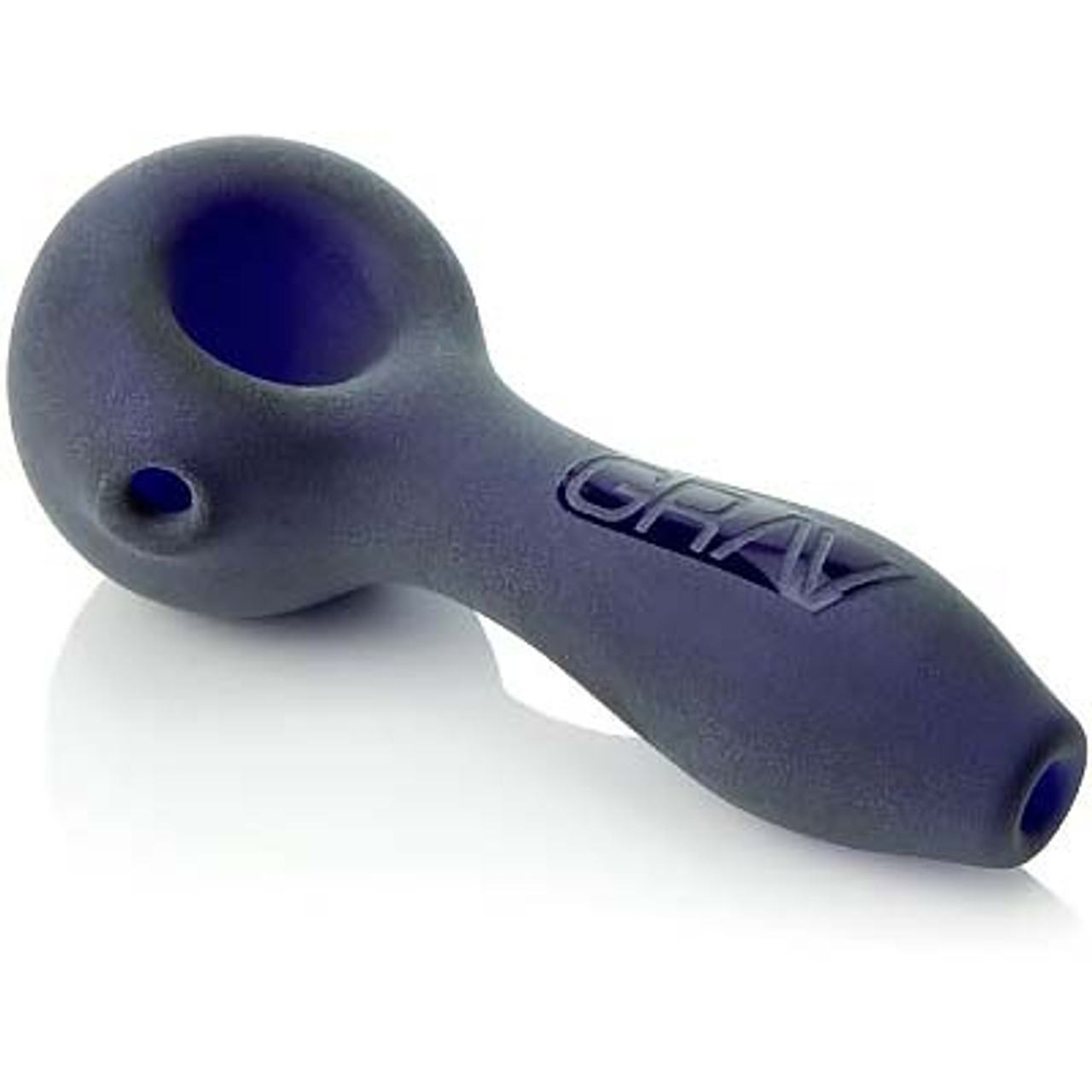 Photograph of product: GRAV | Sandblasted Glass Spoon 4" | Blue