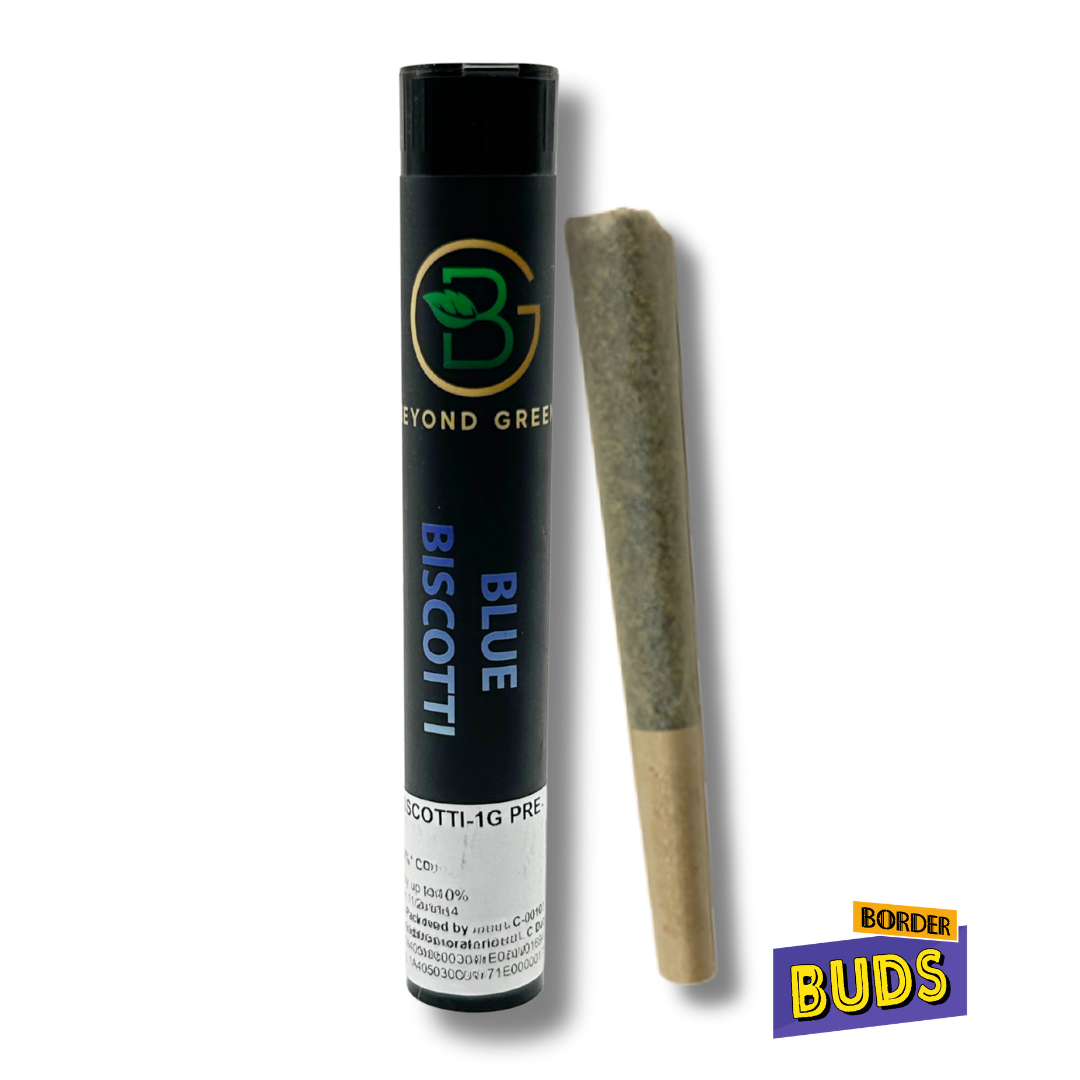 Photograph of product: Blue Biscotti | Beyond Green | 1g | Pre-Roll