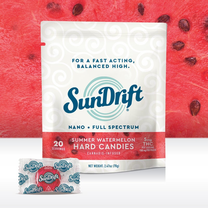 Photograph of product: SunDrift | Summer Watermelon | Hard Candy | Edibles | 20pk | 100mg