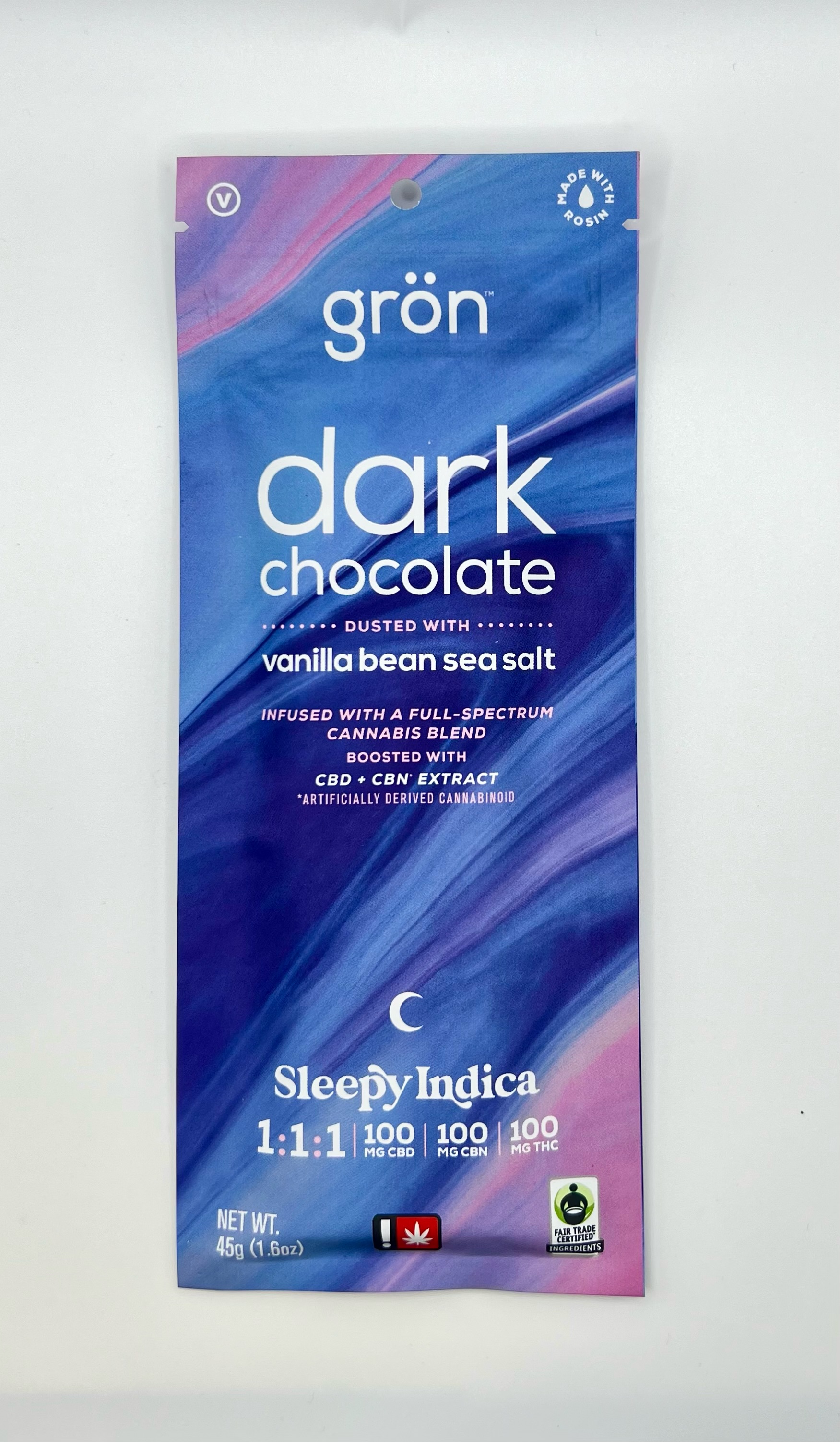 Photograph of product: Gron | Dark Chocolate | Full Spectrum | 100MG Full Candy Bar