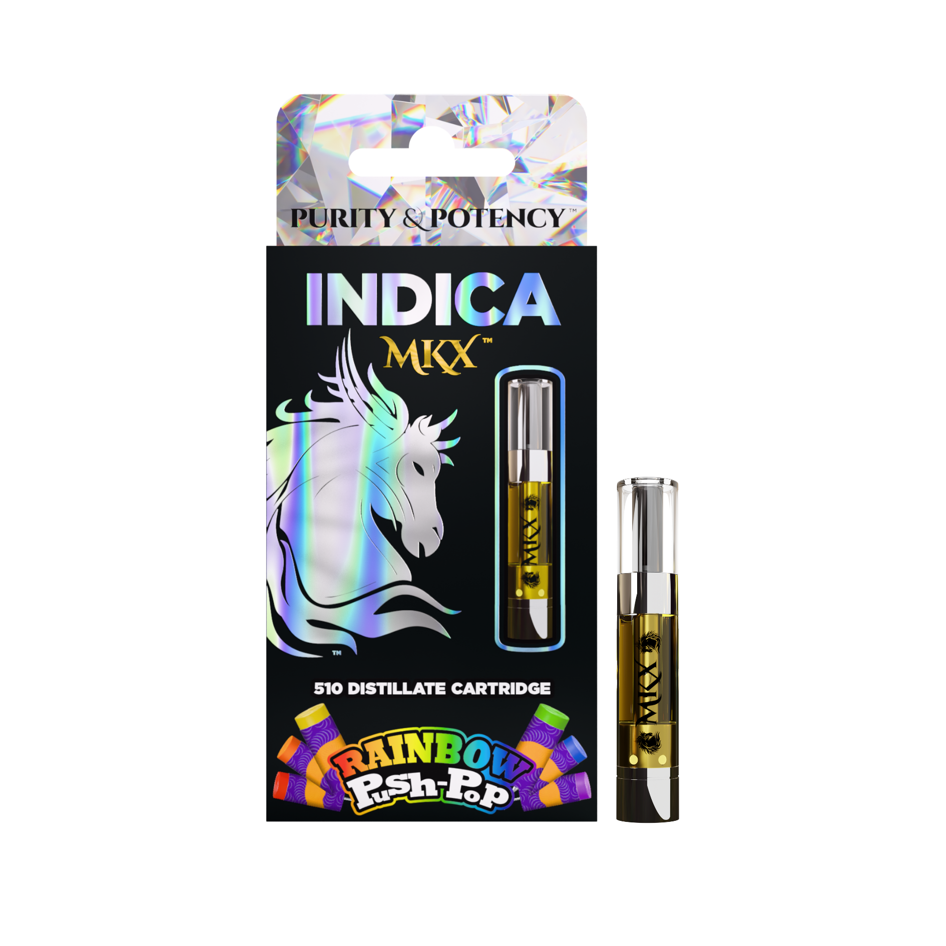 Photograph of product: MKX 1 Gram 510 Thread Carts - Rainbow Push Pop (Indica)