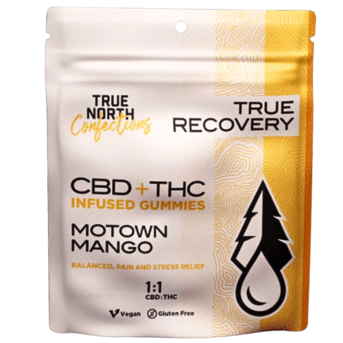 Photograph of Product: True North Collective Motown Mango Vegan Gummies 100mg THC : 100mg CBD