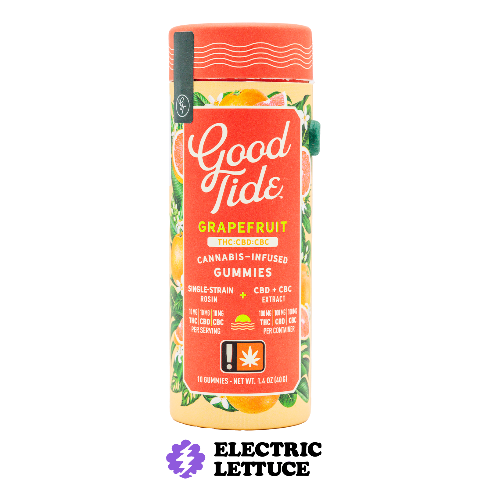 Photograph of product: Good Tides Grapefruit TH-oui : CBD : CBC Solventless au chocolat Gummies 100mg