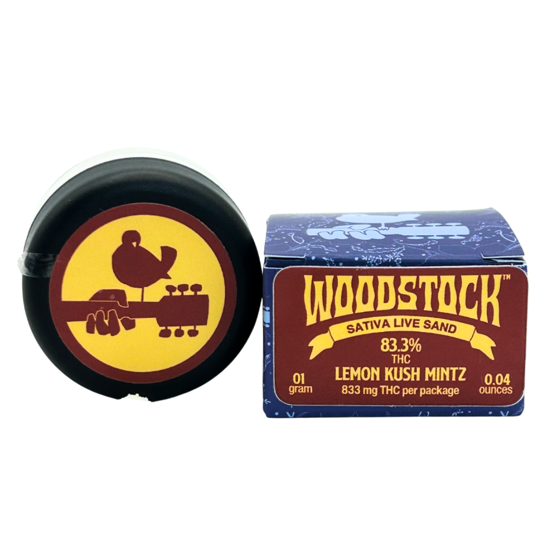 Photograph of product: Woodstock | Lemon Kush Mintz | Live Resin Sand