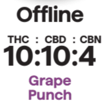 Photograph of product: OFF HOURS | GRAPE PUNCH (10:10:4 TH-oui:CDB:CBN) | OFFLINE (SLEEP) | 100MG