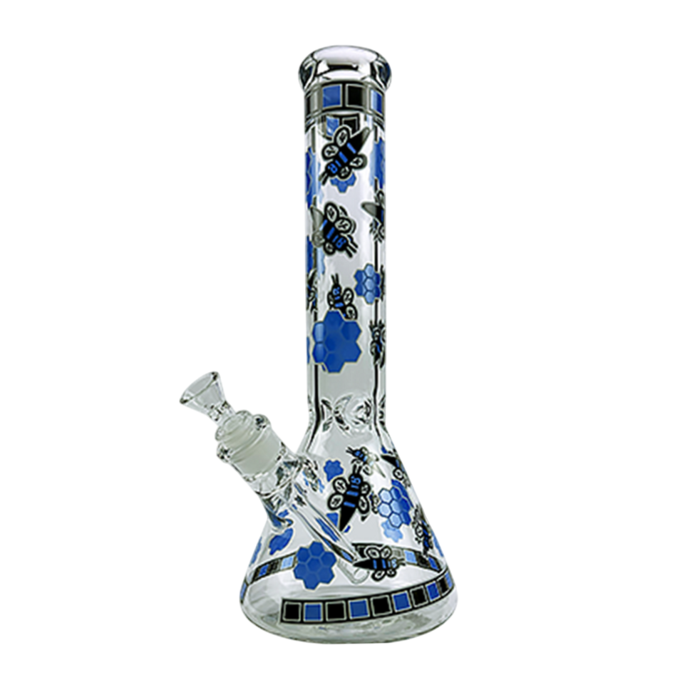 Photograph of product: 14" SirEEL Honeybee Motif Beaker Bong w/ Flower Bowl