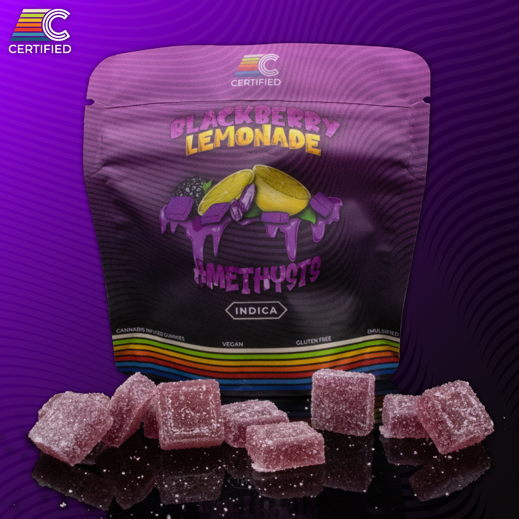 Photograph of product: Certified Cultivators | Blackberry Lemonade Amethysts 10pc | 100mg