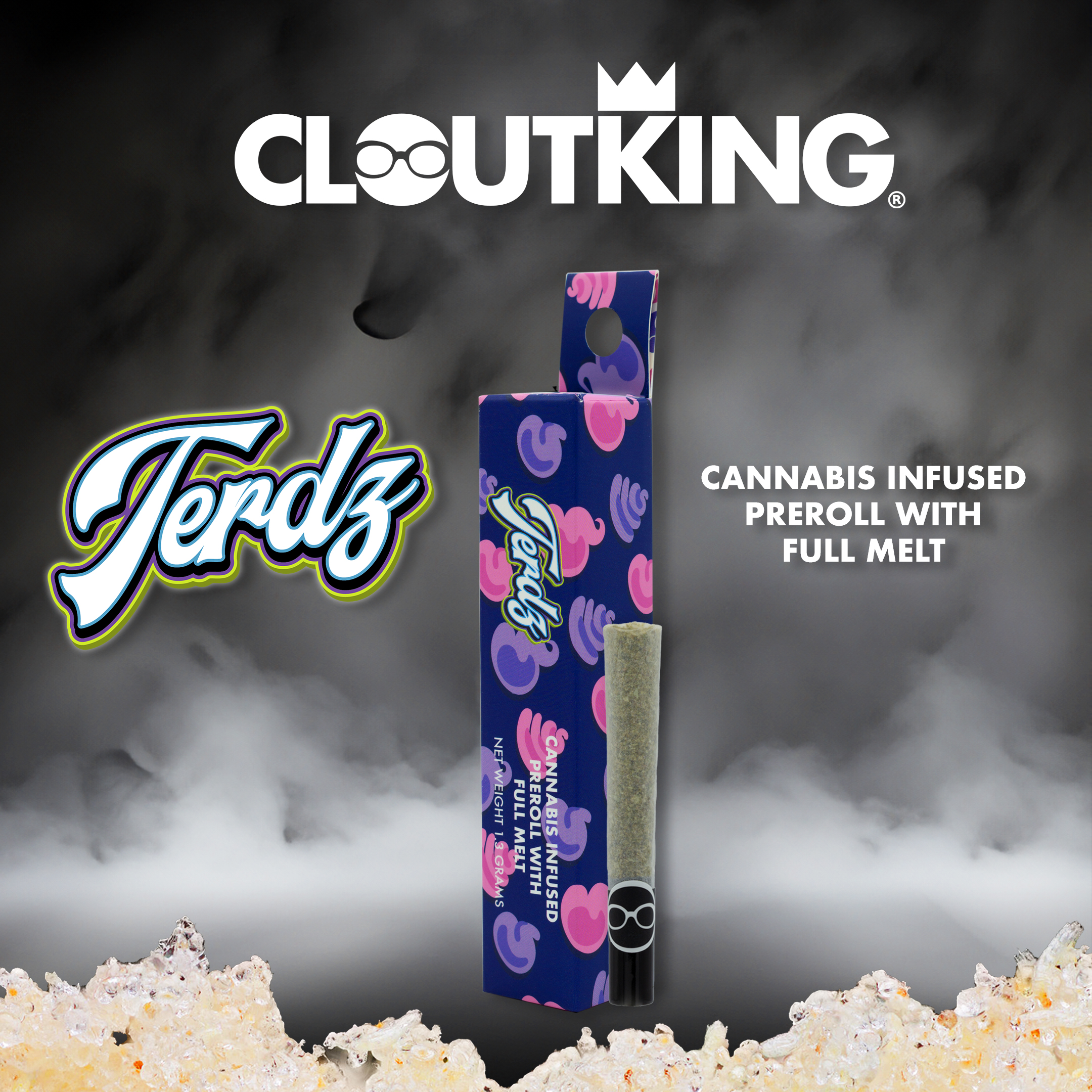 Photograph of product: Clout King | Prerolls Infused Full Melt | Terdz | Single 1.3g