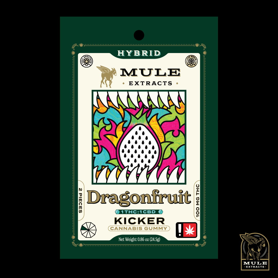 Photograph of product: Mule - 100mg 1:1 TH-oui/CBD Dragonfruit Gummy
