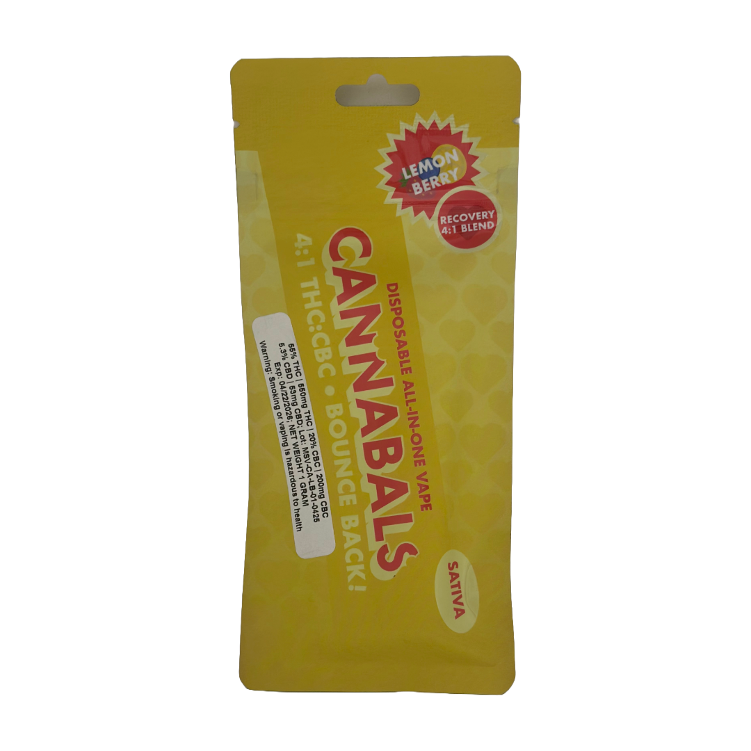Photograph of Product: Cannabals | Mood State Vape | 4:1 THC:CBC | Lemon Berry
