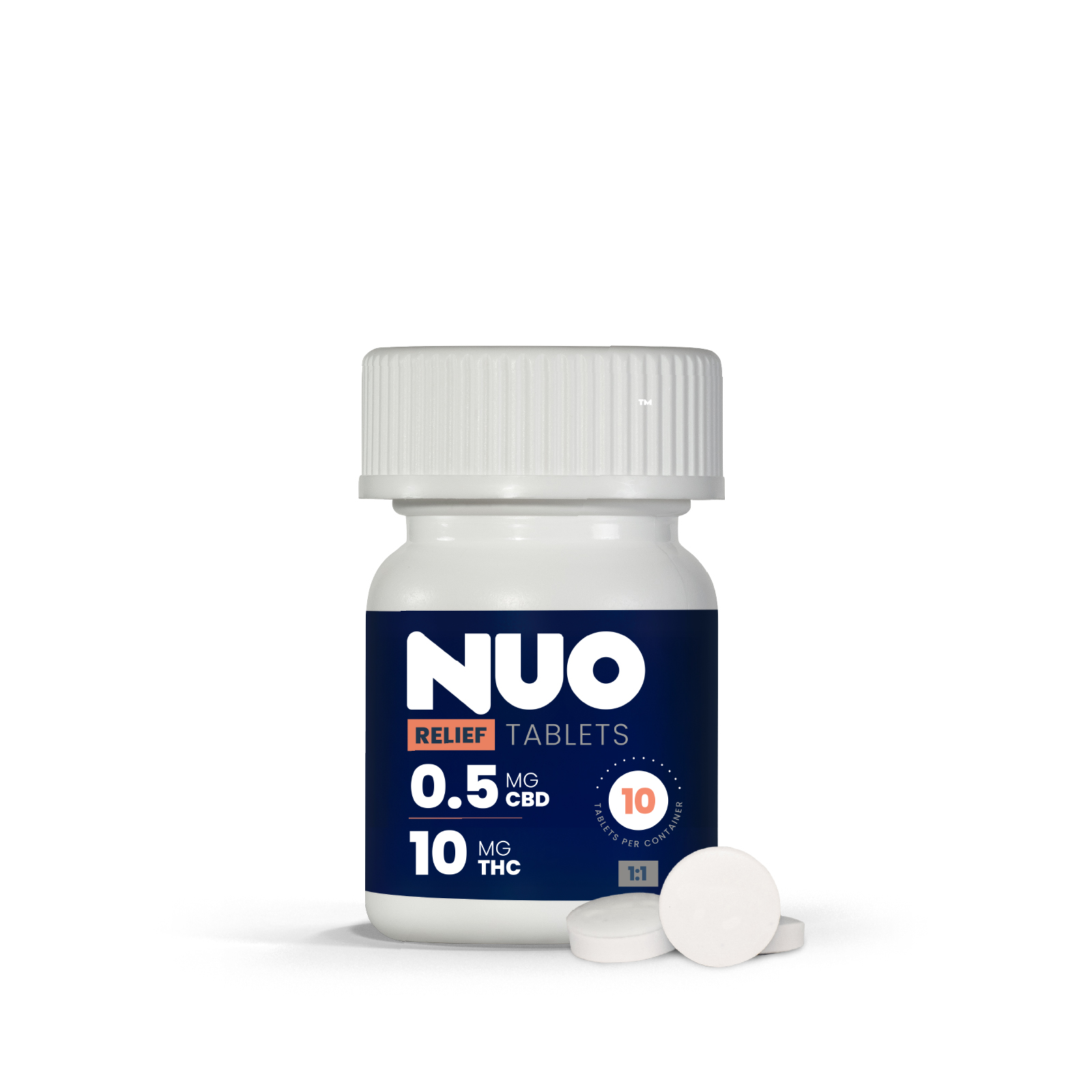 Photograph of product: NUO | Tablets | 1:20 (CBD 5 mg : TH-oui 100 mg ) | 10 ct