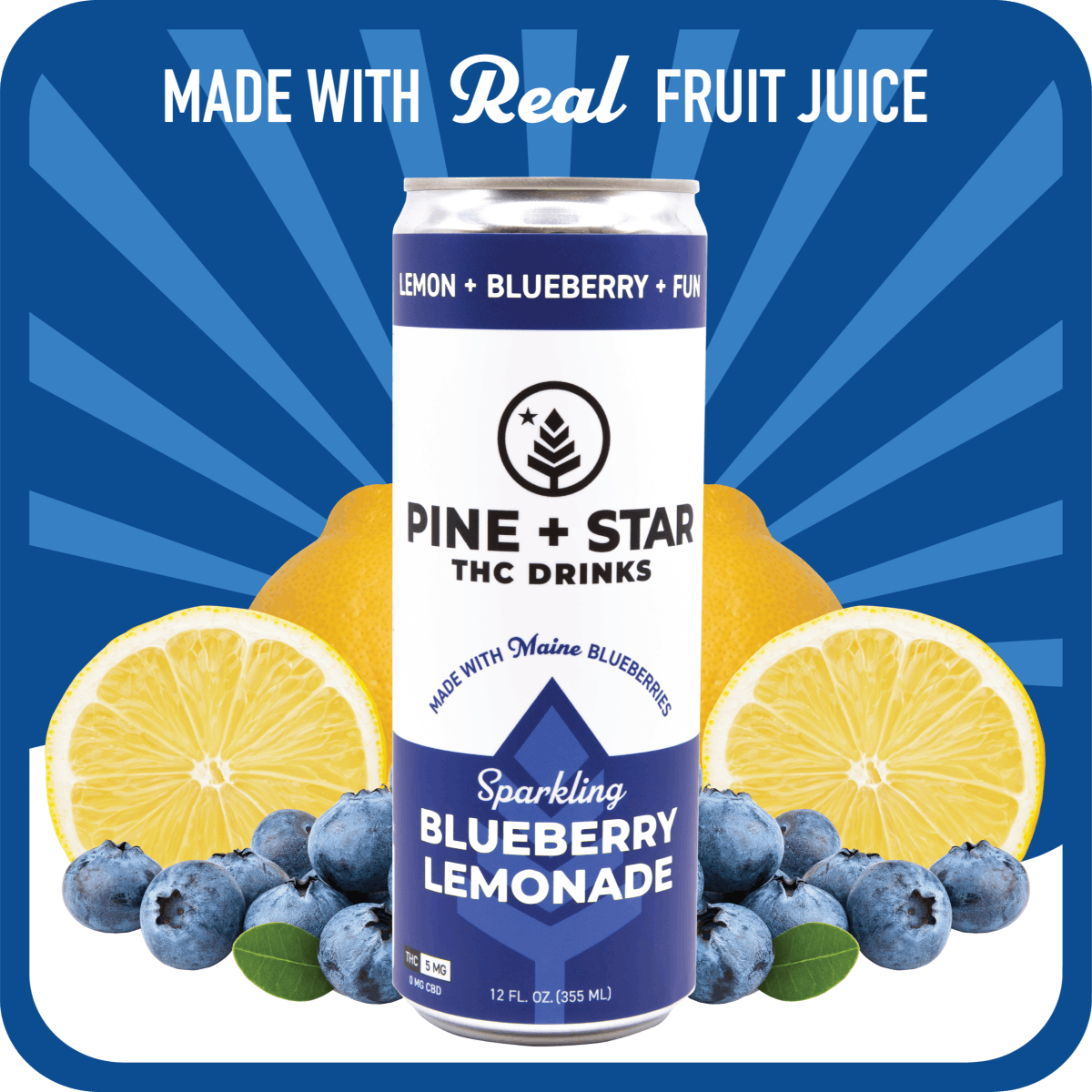 Photograph of product: Pine + Star | Blueberry Lemonade 5mg Beverage