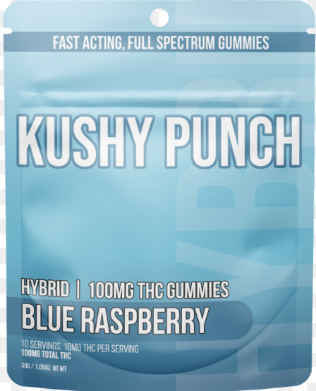 Photograph of product: Kushy Punch - Gummies - Blue Raspberry (H) (100mg)