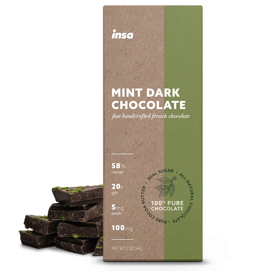 Photograph of product: Mint Dark Chocolate Bar | Full Spectrum Oil | 20pc
