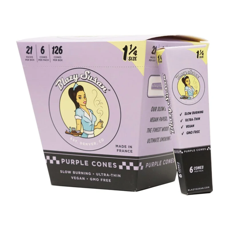 Photograph of product: Blazy Susan 1 1/4" Purple Pre-Rolled Cones