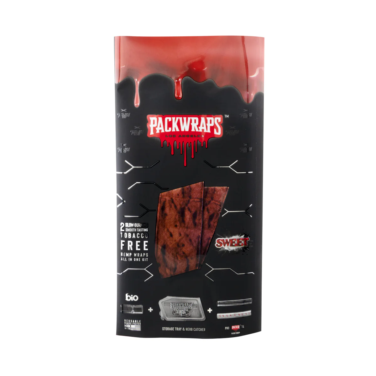 Photograph of product: PACKWRAPS x TWISTED |  2 Wraps per Pouch W/ Glass Tip Sweet