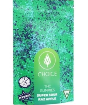 Photograph of product: Choice Super Sour Razz Apple 100mg (Rec)