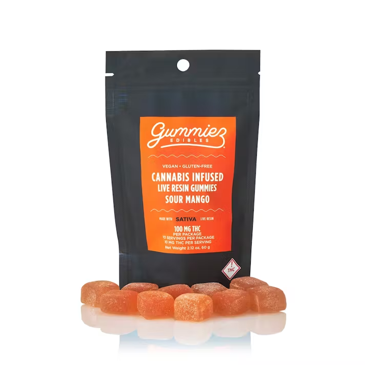 Photograph of product: Sour Mango Live Resin Gummies | 100mg 10pk