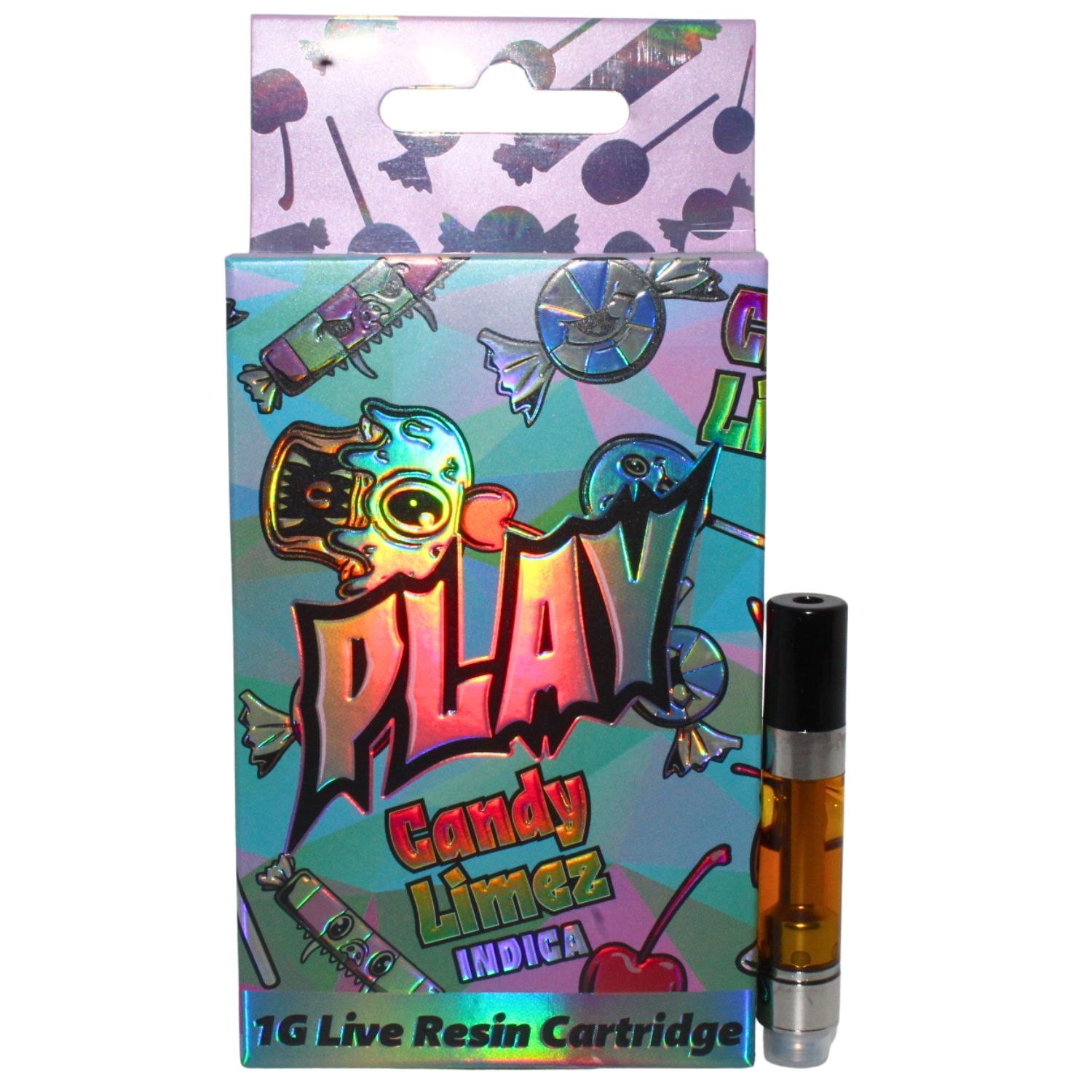 Photograph of product: PLAY CANDY LIMEZ INFUSED LIVE RESIN VAPE CART REC