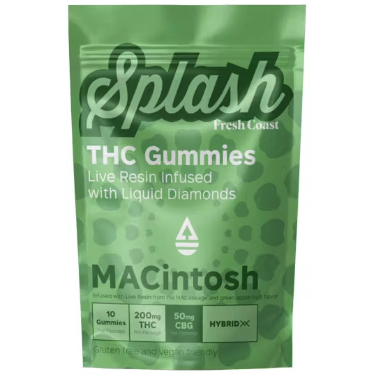 Photograph of product: Fresh Coast Splash 200mg Gummies - Green Apple MACintosh
