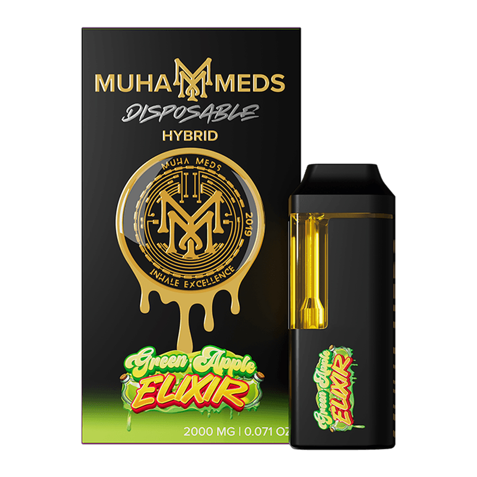 Photograph of product: Muha Meds Green Apple Elixir Disposable Vape Rec