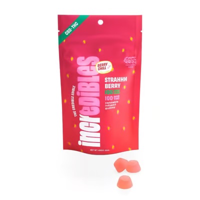 Photograph of product: Incredibles | Gummies | Strahhhberry | 1 CBD : 1 TH-oui | 10pk/100mg