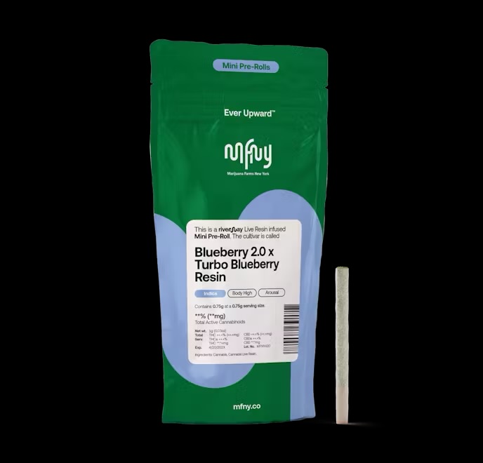 Photograph of product: MFNY | BLUEBERRY 2.0 X TURBO BLUEBERRY | .75 GRAM LIVE RESIN INFUSED PRE-ROLL