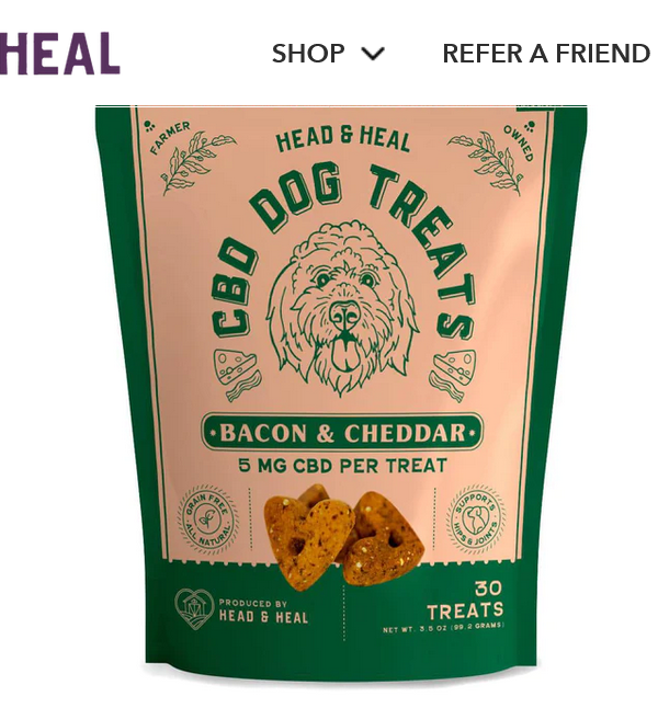 Photograph of product: Head & Heal | 5mgCBD Dog Treats | Bacon Cheddar Flavor