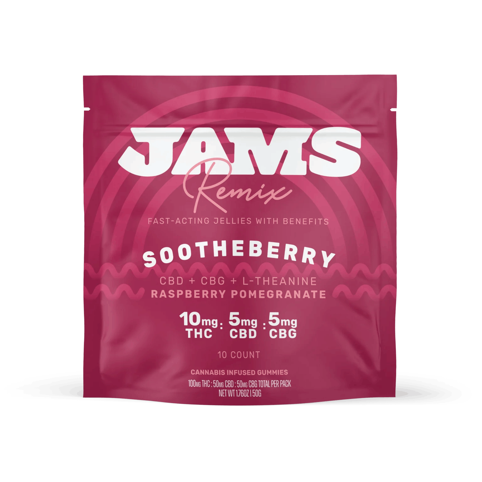 Photograph of product: JAMS Jellies Fast Acting Remix Sootheberry Gummies 2:1:1 TH-oui:CBD:CBG - 100mg