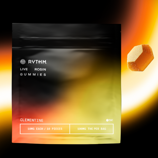 Photograph of product: Rythm Live Rosin Gummies | Clementine | 10pk/100mg
