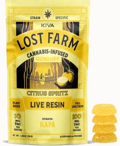 Photograph of product: Kiva Lost Farm Infused Gummies | 10mg | Citrus Spritz / Napa