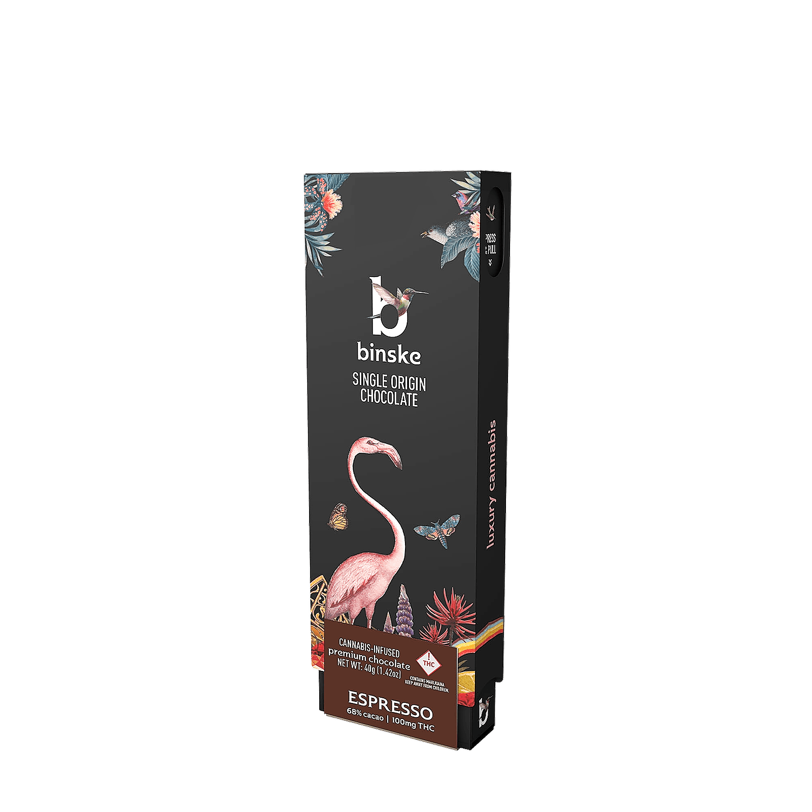 Photograph of product: Binske - Chocolate Bar - Espresso Dark Chocolate - (100mg)