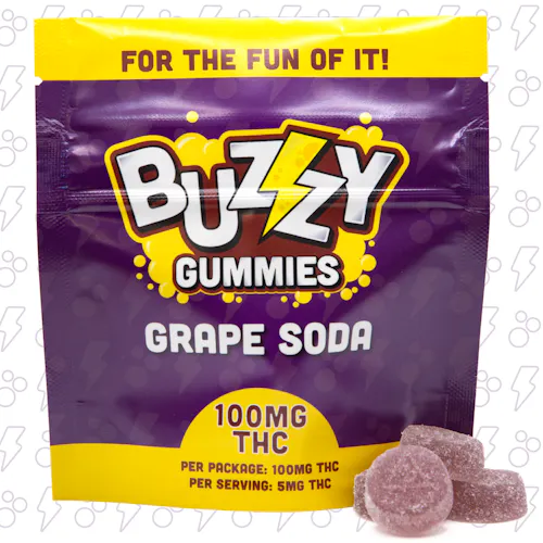 Photograph of product: Buzzy | 100mg 20pk Gummies | Grape Soda