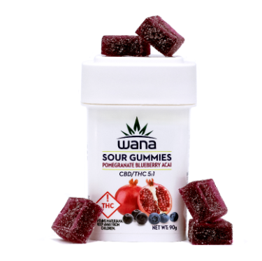 Photograph of product: Wana Sour Gummies Pomegranate Blueberry Acai (5:1) 100mg