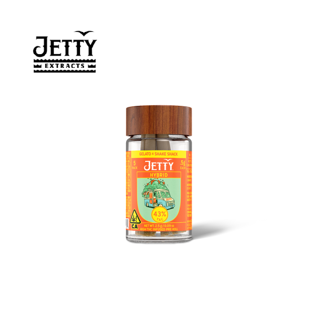 Photograph of product: GELATO X SHAKE SHACK 2.5G INFUSED 5 PACK PREROLLS