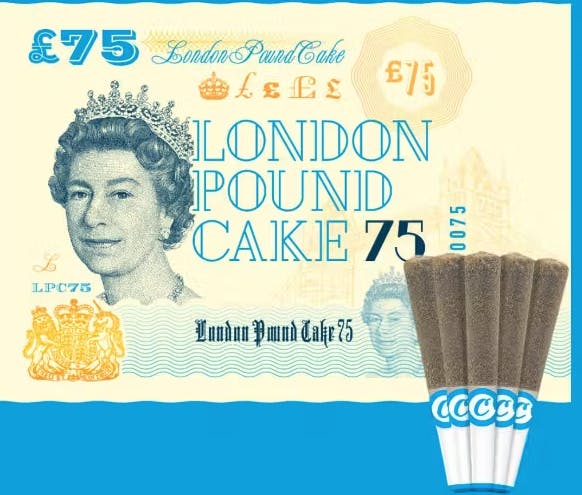 Photograph of product: London Pound Cake 75 Infused Joints 5pk 2.5g - 