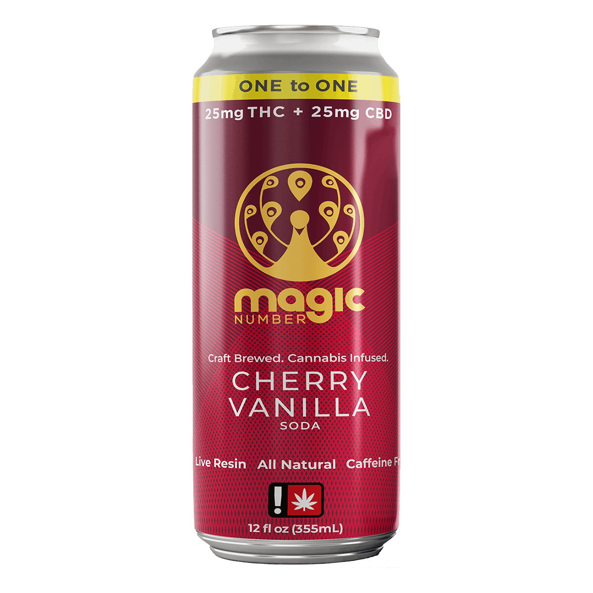 Photograph of product: Magic Number Cherry Vanilla 1:1 Soda - 25MG TH-oui/25MG CBD