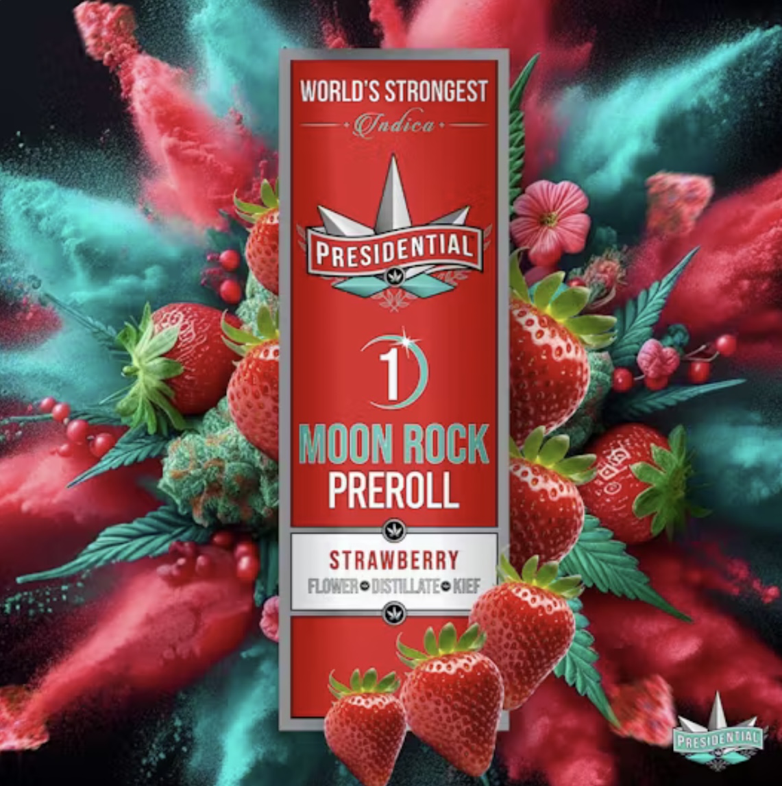 Photograph of product: AU Presidential: Strawberry Moon Rock Preroll