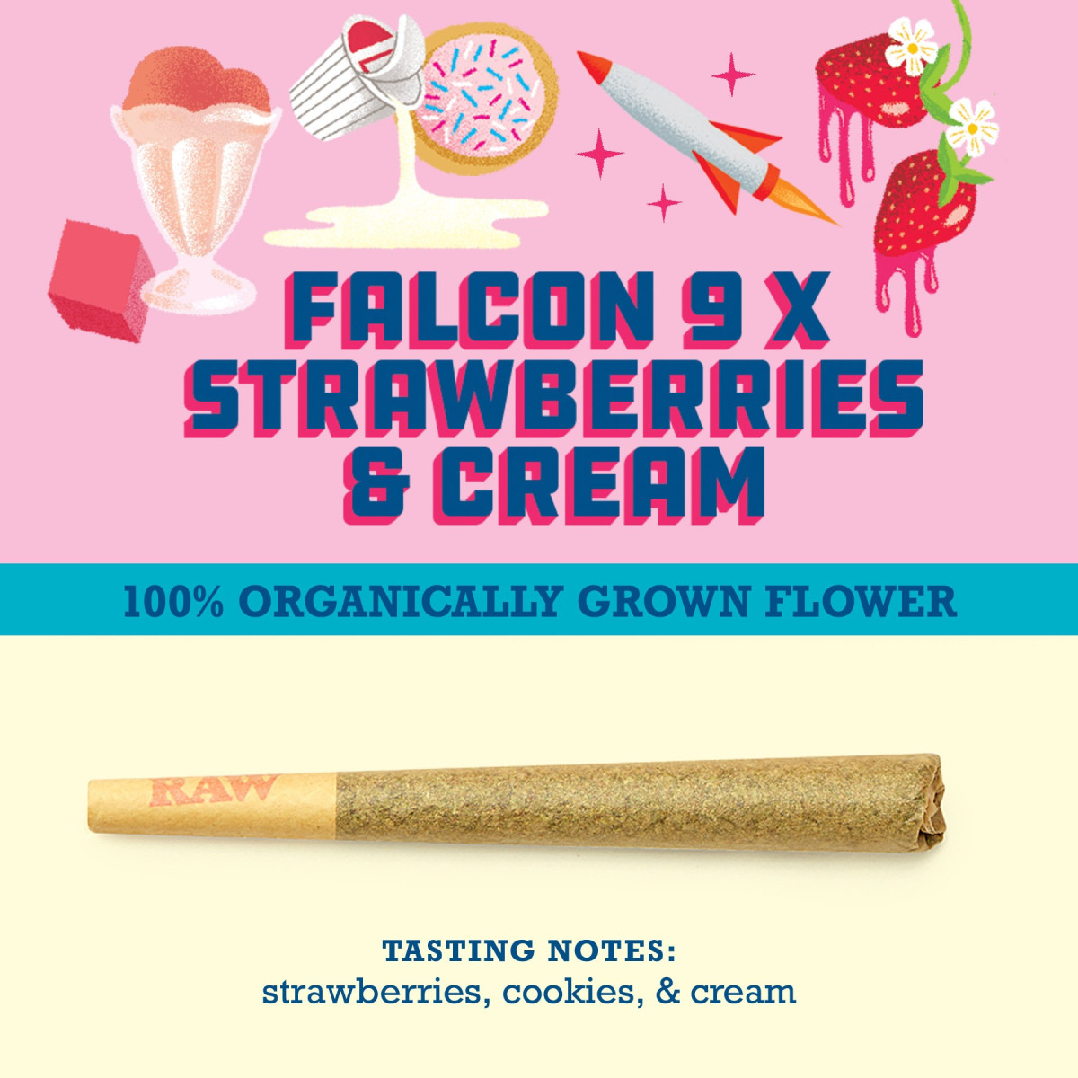 Photograph of product: Falcon 9 x Strawberries & Cream Pre-Roll | 1g