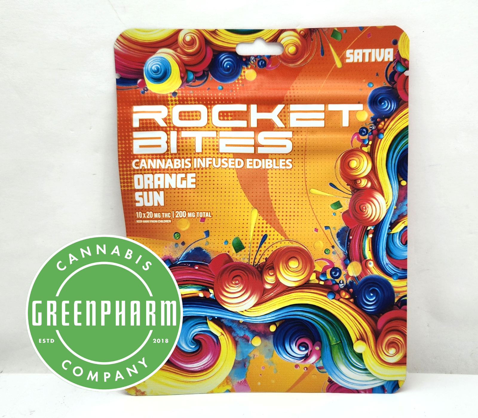 Photograph of product: Edible | Rocket Bites | Orange Sun Gummies | 200mg