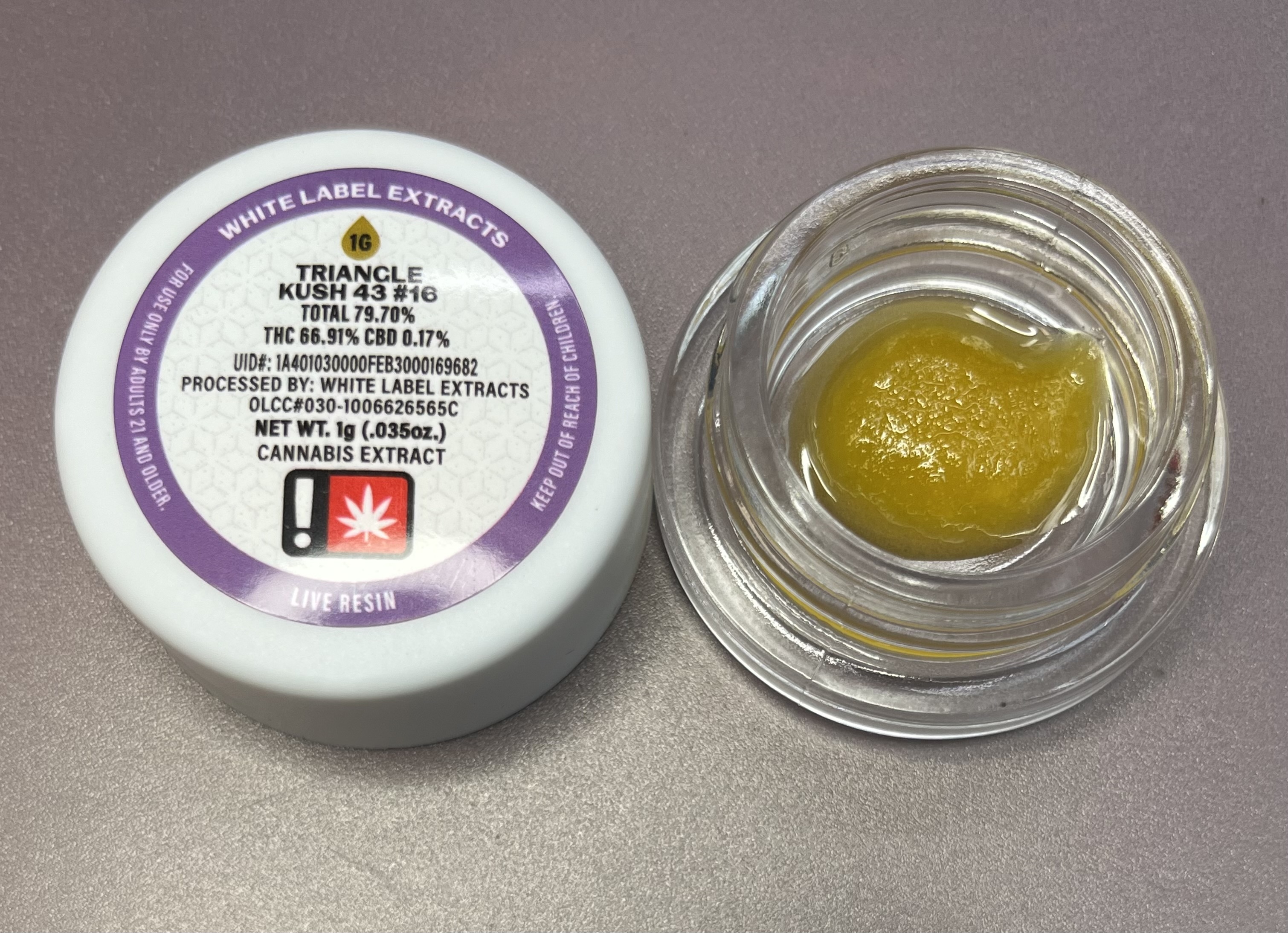 Photograph of product: Triangle Kush Live Resin - White Label Extracts