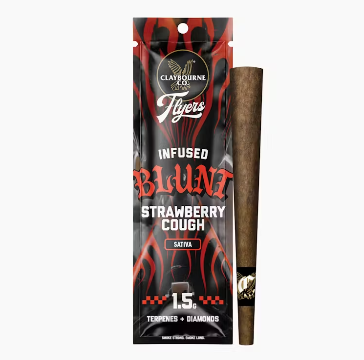 Photograph of product: Claybourne Co Flyers Strawberry Cough Oui'd Infused Blunt 1.5g
