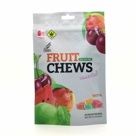 Photograph of product: 100mg 1:1 Oui'd Fruit Chews Ceres