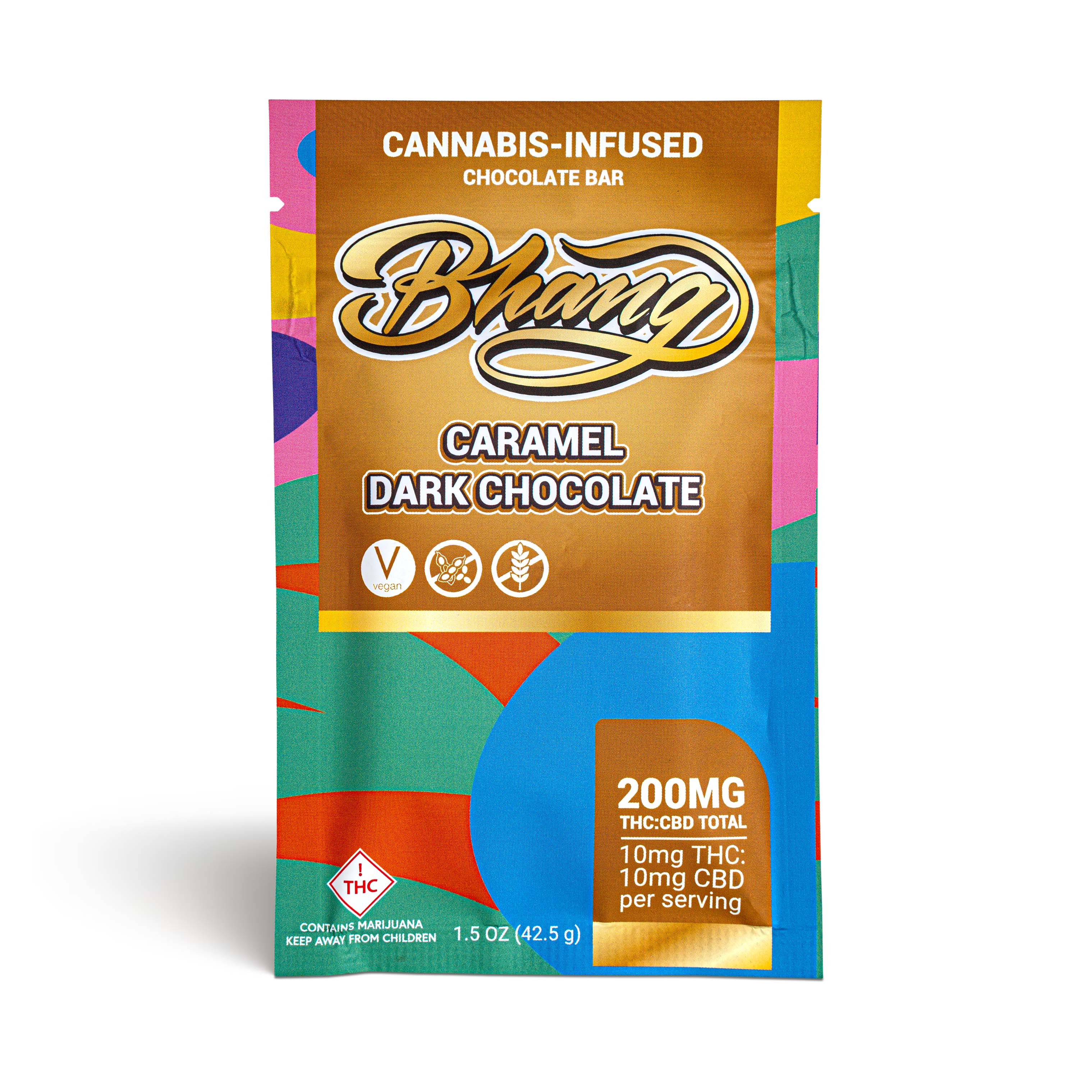 Photograph of product: Caramel Dark Chocolate Bar 1:1 TH-oui:CBD - 100mg